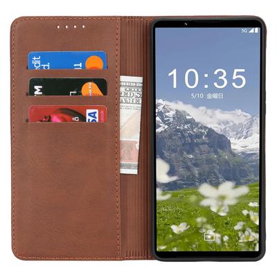 For Sony Xperia 1 VII Case PU Leather Calf Textured Magnetic Closing Smart Phone Cover