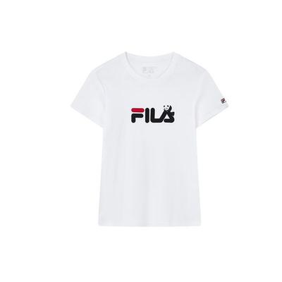 Logo Print Classic Silky Panda Crew Neck Short Sleeve T-Shirt Women T-shirts White F51W228141FWT