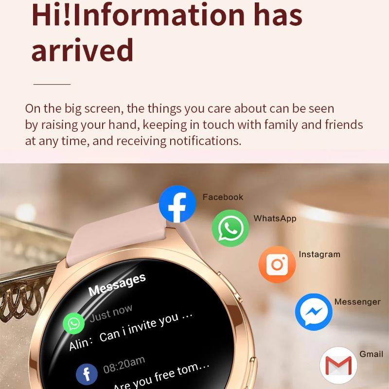 Luxury Smart Watch for Woman Health Monitoring 1.27" Bluetooth Call Custom Dial Women's Bracelet Sports Health Monitor Smartwatch Ladies Gift