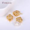 6 Style 18K Gold Plated Zircon-Set Pearl Pendant Mounting,Beads End Caps Peg Bails,Suitable For DIY Pearl Pendants Making