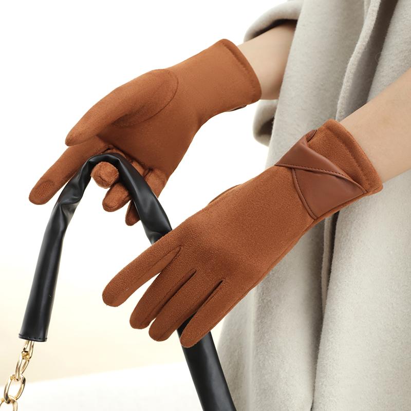 Warm Gloves with Velvet, Suitable for Women To Use In Winter, Touch Screen Elegant Bow Accessories, Cycling and Driving Gloves