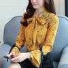 Elegant Fashion Floral Chiffon Shirt Spring New Mom's Print Long Sleeve Top Scarf Collar Sweet Blouse Women's Clothing Blusas
