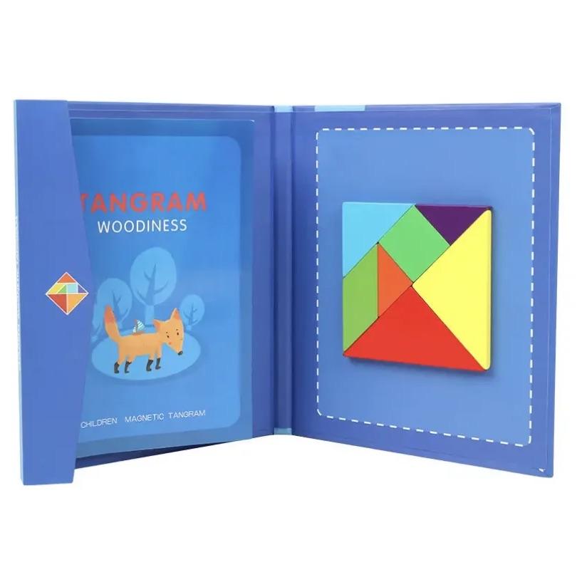 3D magnetic puzzle wooden tangram geometric shape puzzle book portable children s Montessori children s puzzle game toy