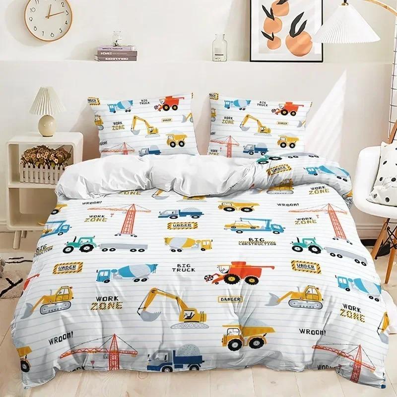 Baufahrzeug Bettwäsche Set Für Jungen Bagger Bettbezug Queen Size Playstation Design Teen Bett Set