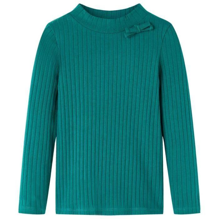 Children's Long-sleeved Ribbed Knit T-shirt 4 Colors and 5 Sizes Available
