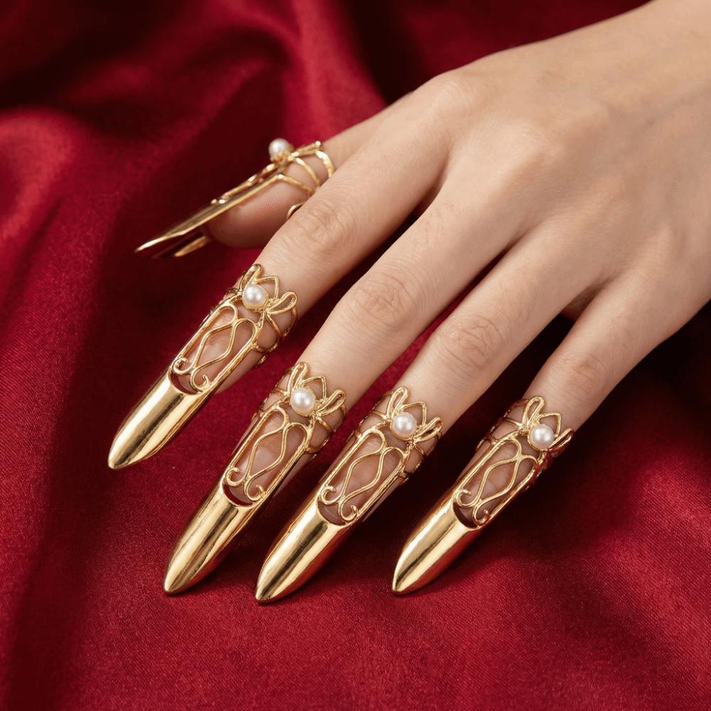 5/10pcs Adjustable Nail Rings Alloy Chinese Style Nail Accessories Vintage Traditional Styling Armor Set Themed Parties