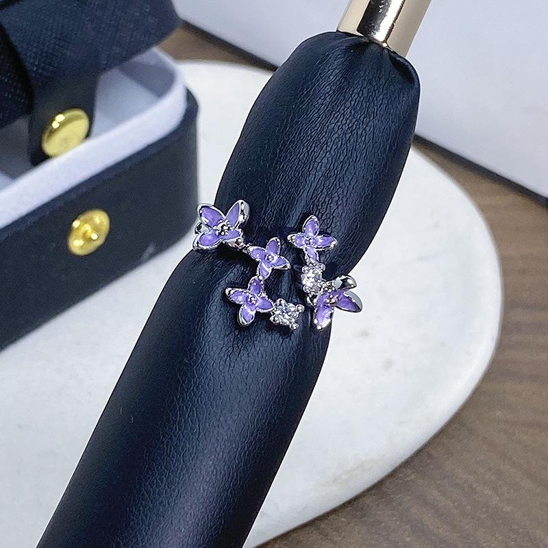 Flower Series Open Ring Temperament Personality Niche Design Light Luxury High-End Ring