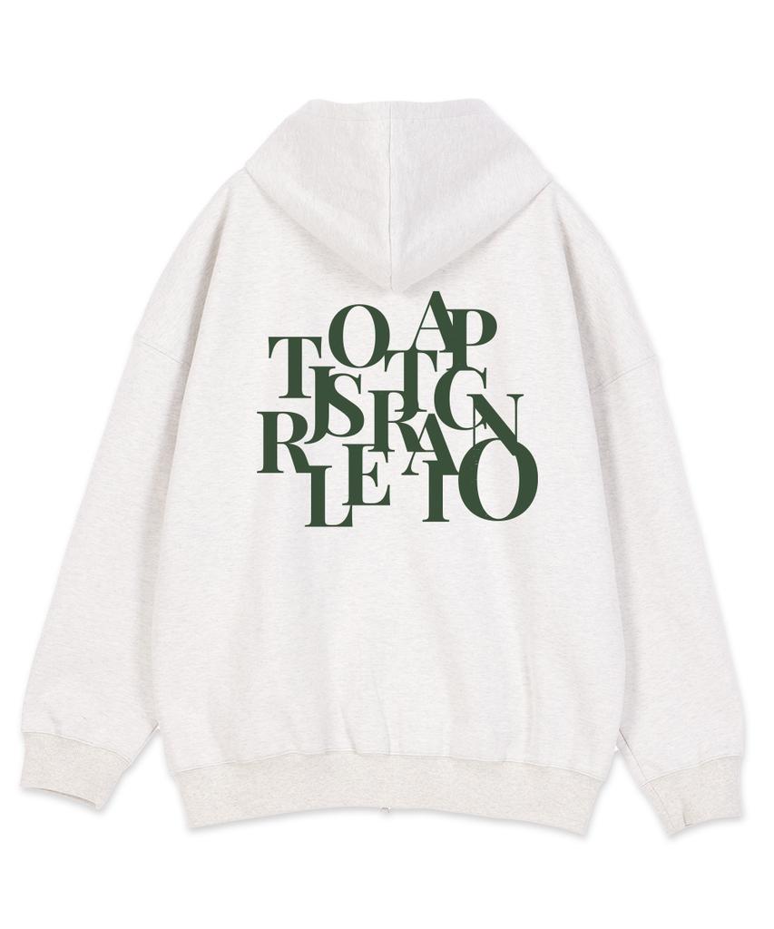 Astral Projection Big Logo Oversized Wide Shoulder Zip-Up Hoodie_Oatmeal
