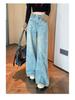 Women's Retro Light Wide-Leg Jeans: High-Waisted, Loose, Slimming, Floor-Length, Spring & Autumn 2025 Collection