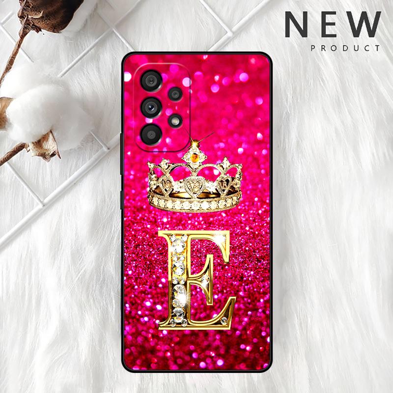 Pink Diamonds Letter Case For Samsung Galaxy A54 A52 A14 5G A53 A12 A13 A71 A23 A34 A33 A21s Phone Cover