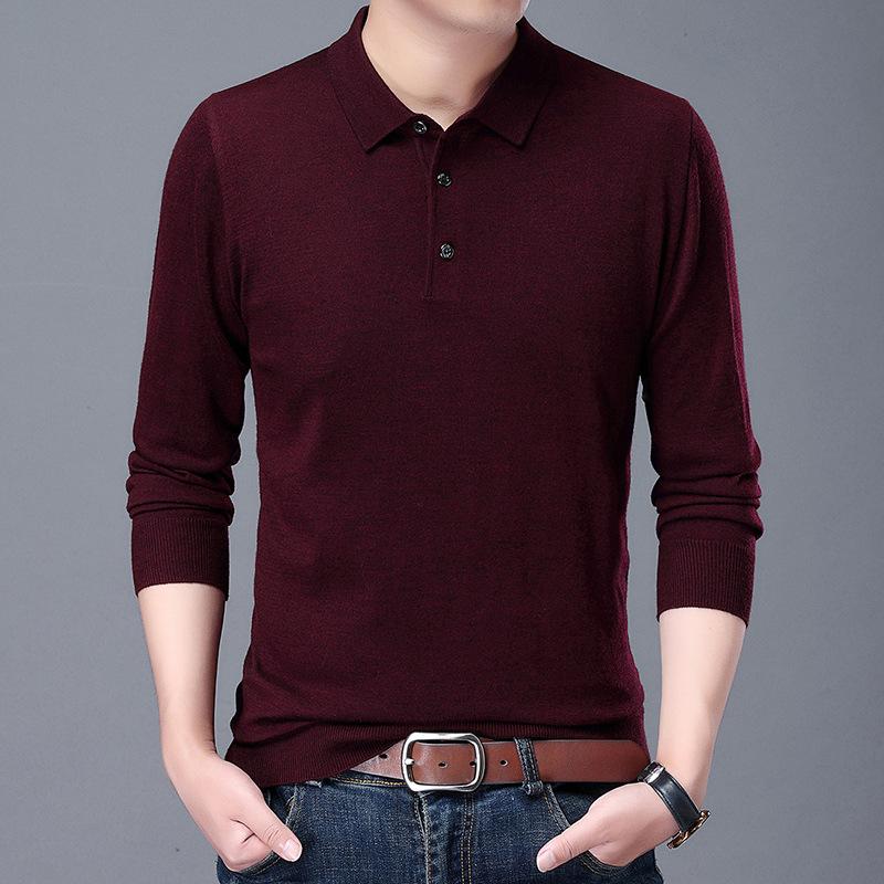 Winter Men s Minimalist Business Casual Fashion Long Sleeve Lapel Collarpolo M