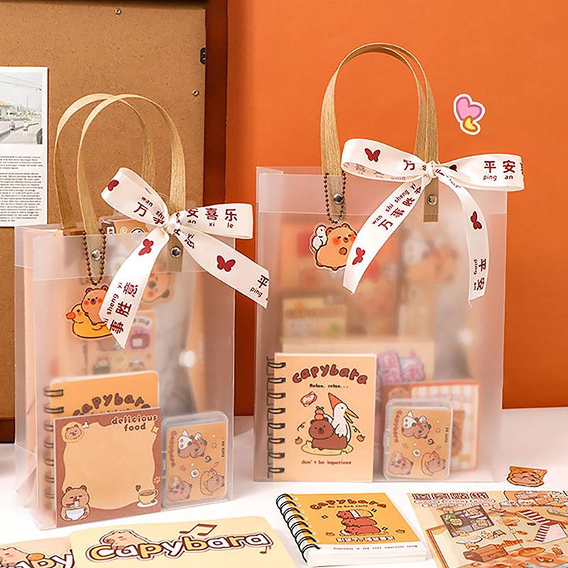 1 Sada Kawaii Kapybara Papírnictví Set Kreslený Roztomilý Kabelka Papírnictví Set Kancelářské Potřeby Studentské Papírnictví Dárky k Narozeninám