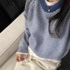 Korean Fashion Crew Neck Winter Striped Pullover Women Sweater Casual Loose Knitted Sweaters Office Ladies Long Sleeve Elegant Office Simple Clothing