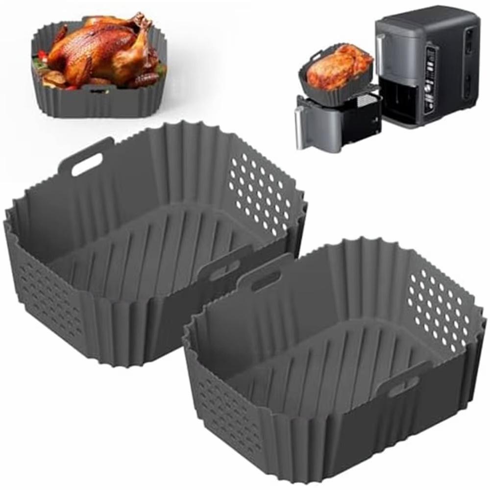 Air Fryer Silicone Liners for Ninja SL401/DZ201/DZ401/DZ550 Thickening Rectangle Double Stack Basket Air Fryer Accessories