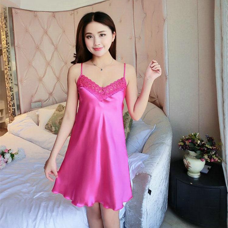 Girls' Adjustable Lace Satin Slip Nightgown: Cute & Sexy Mesh Design