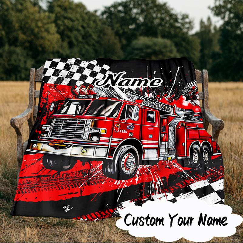 Custom Name Cartoon Excavator Blanket Ideal Bedding Blanket Perfect for Travel, Camping, Living Rooms, Offices, Sofas, Fan Christmas gift