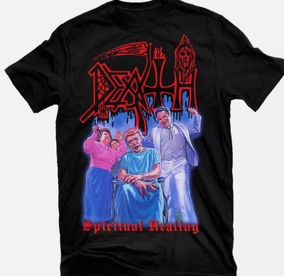 Maglietta Vintage Death Band Spiritual Healing Cotone Nero Taglia Unica Unisex