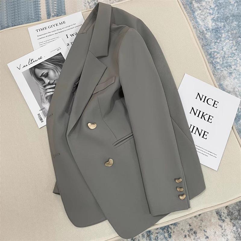 Korean Grey British-Style Women's Fashion Suit Jacket