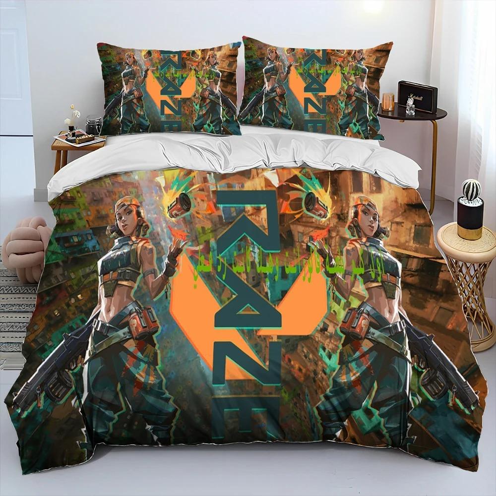 3D VALORANT Game Gamer Cartoon Comforter Bedding Set,Duvet Cover Bed Set Quilt Cover Pillowcase,king Queen Size Bedding Set Kids