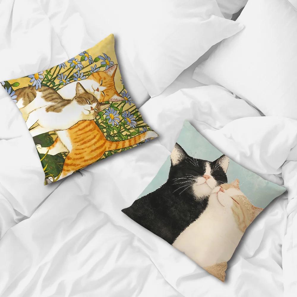 Cat Patterned Pillowcases for Cozy Home Decor Office car sofa bed cushion cover home bedroom decoration