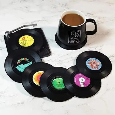 Retro Vinyl Record Cup Coaster Anti-slip Coffee Coasters Heat Resistant Music Drink Mug Mat Table Placemat Decor