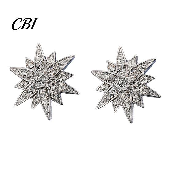 Decorative Lapel Pin 1/2Pcs Double-Layered Eight-Pointed Star with Rhinestones, Thickened Alloy Collar Safety Buckle for Suits Shirts Wedding