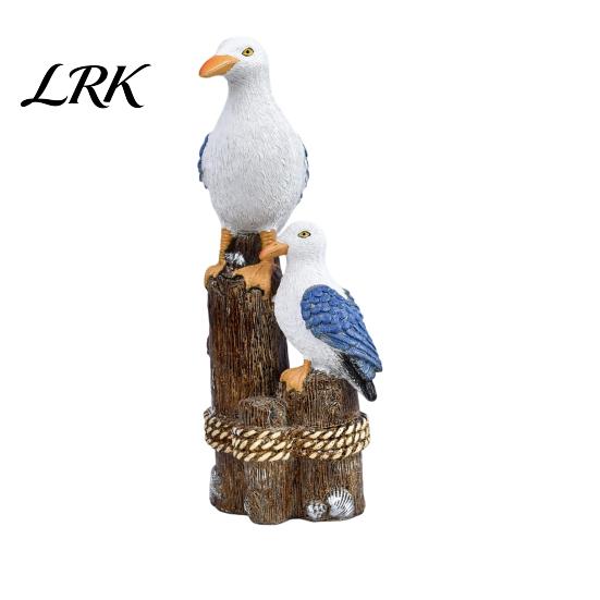 Beach Themed Ornaments Coastal Resin Figurines, Pelican Seagull Seahorse Animal Statues on Wood Base, Cute Photogenic Home Accents Decor for B