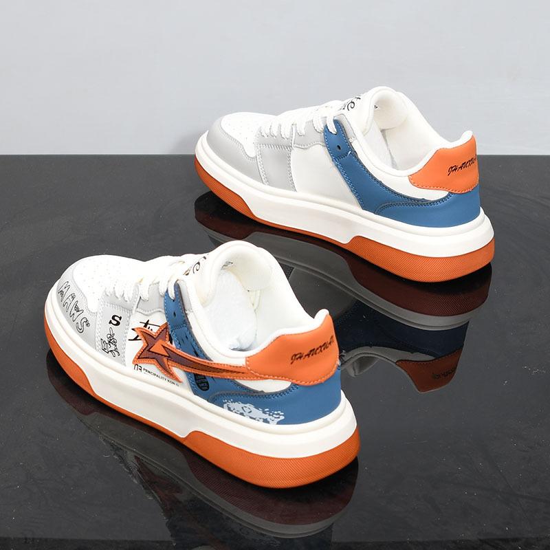 Leather spring new dad shoes youth height increase thick sole breathable casual