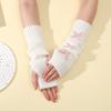 Fashion Y2K Bow Fingerless Gloves Thicken Cute Bowknot Hands Free Gloves Arm Sleeves Winter
