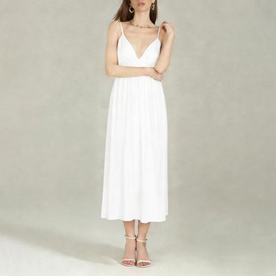 Women's Clothing, New Spring Models In Europe, America, Fashionable and Sexy Backless Solid Color V-neck Suspender Dress