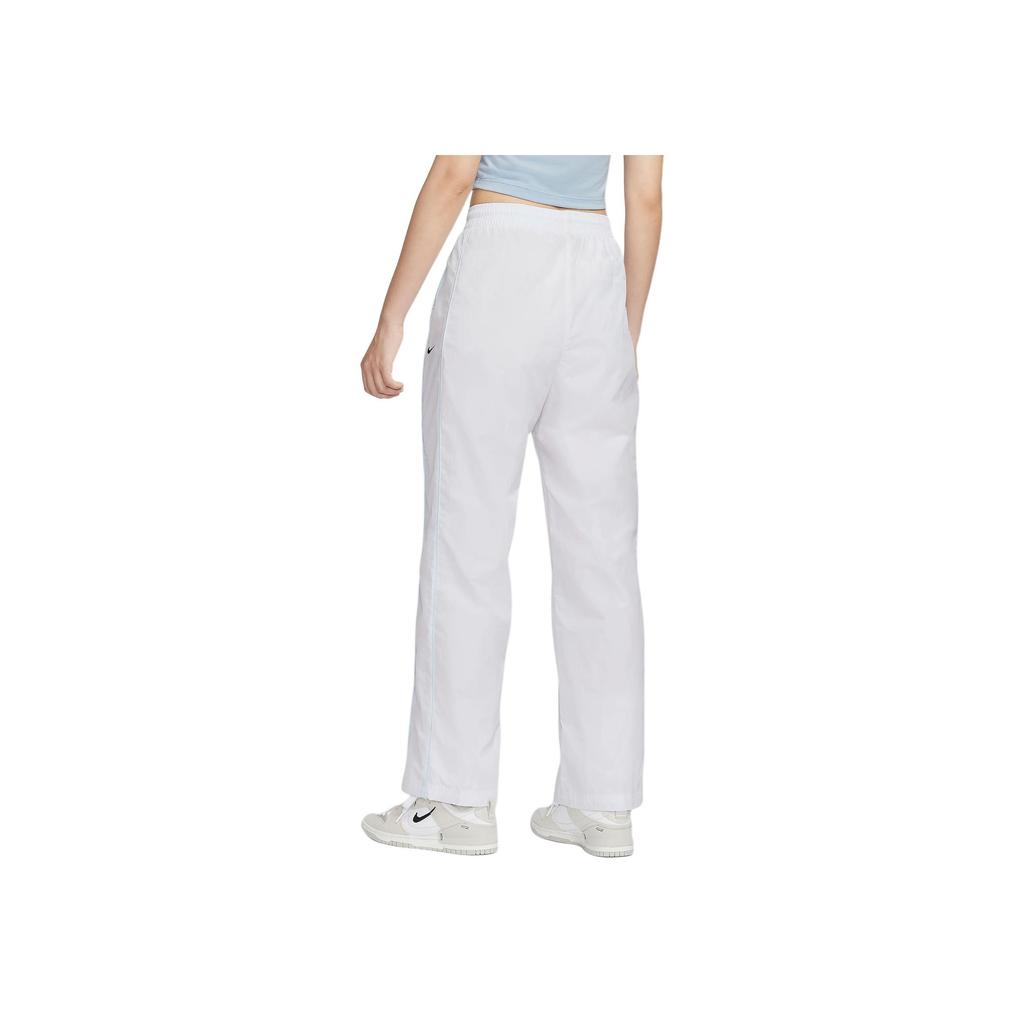 Nike Solid Color Comfortable High Waist Woven Straight Leg Striped Retro Sports Casual Pants Women pants White FV7656-100