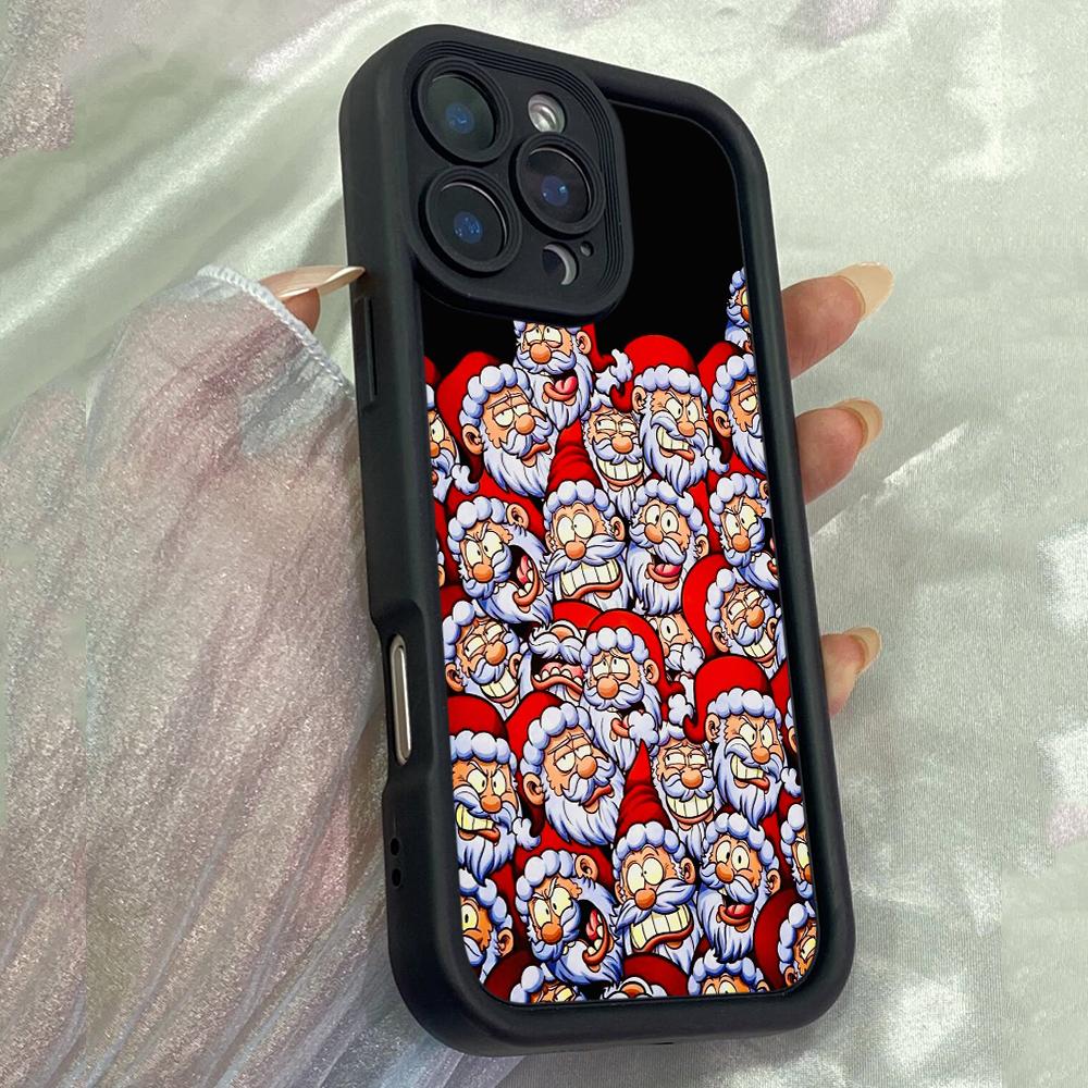 JT138 Рождественский Сумасшедший Санта Мультяшный для iPhone 17 16 15 Pro Max Samsung S26 S25 Ultra A17 A16 A07 A56 Xiaomi 15T Redmi 15c 14c Note 14 Мягкий ТПУ Чехол for iPhone 5/5s