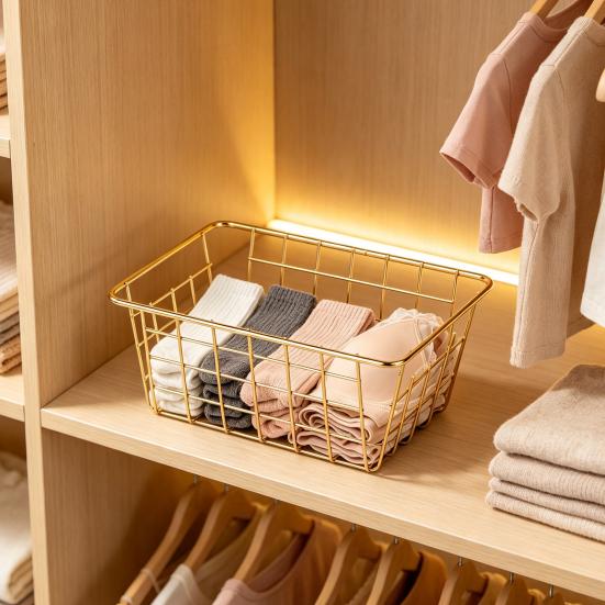 Cesto Portaoggetti in Ferro a Grande Capacità, Cesto Organizer in Filo Stile Nordico, Contenitore Decorativo in Rete Metallica per Piani Cucina Frutta Snack Multi