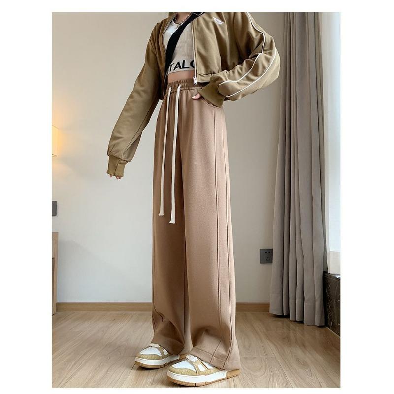 

Белые спортивные штаны для женщин на весну и осень лето новые брюки-бананы с высокой талией свисающие широкие штанины утягивающие прямые повседневные спортивные штаны M