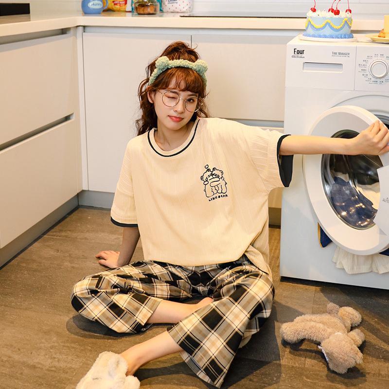 Women's Korean Style Summer Cartoon Homewear Set