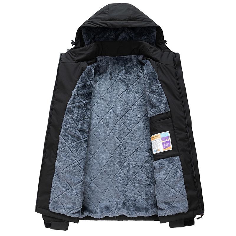 Fleece and Thicker Autumn and Winter Men's Removable Hooded Jacket Middle-aged and Young Trend Thick Thermal Jacket on Clothes