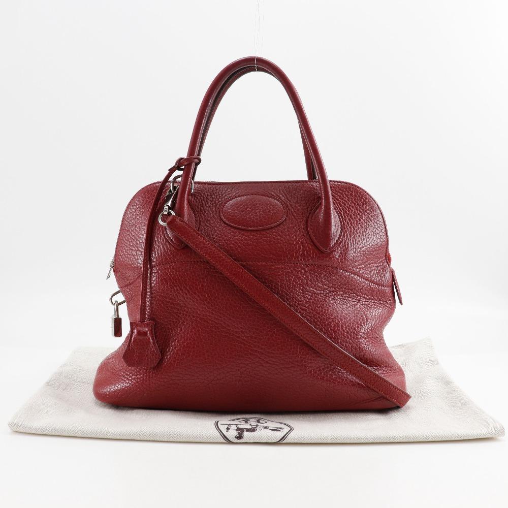 HERMES Bolide31 Handbag 2WAYShoulder Red/Silver Hardware Ardenne Women Used