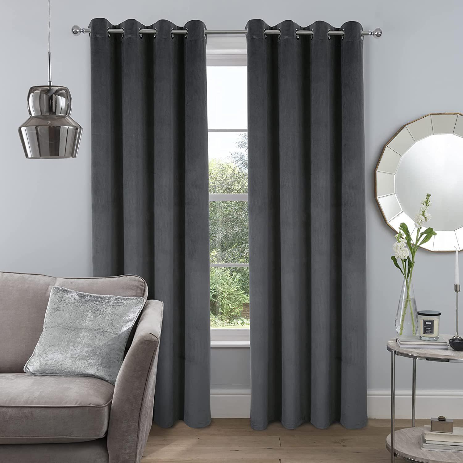 

Velvet Blackout Curtains with Grommets for Bedroom Living Room Width 1.5m * height 2.5m темно-сірий