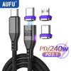 AUFU 5A Magnetic USB Type C Cable For Macbook 240W Fast Charging Magnet USB-C Charger Data Cord For iPhone Samsung Xiaomi Realme 4