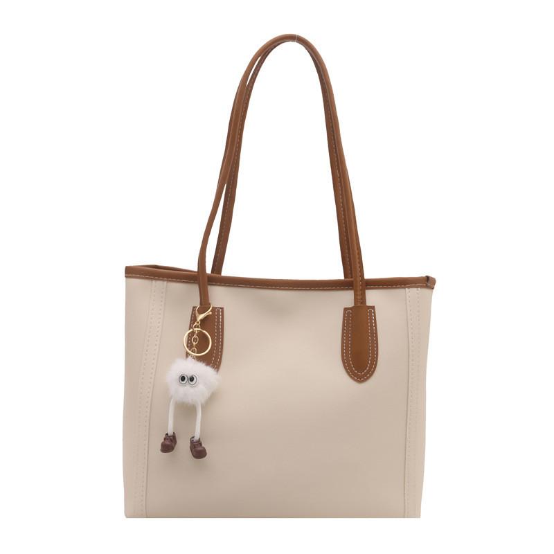 Stylish Black White Brown Khaki Pu Tote Bag For Autumn Winter Commuting With Versatile Design