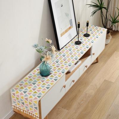 Cabinet TV Simplu Modern Cover pentru Dulap de Pantofi Chenil cu Franjuri Față de Masă de Casă Față de Masă din Poliester Steag de Masă Proaspăt