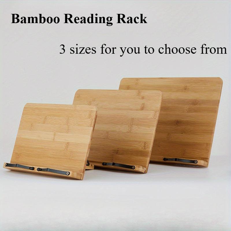 Book Stand for Reading Adjustable Book Holder with Elastic Page Clips Foldable Desktop Riser Stand Bamboo Reading Rack