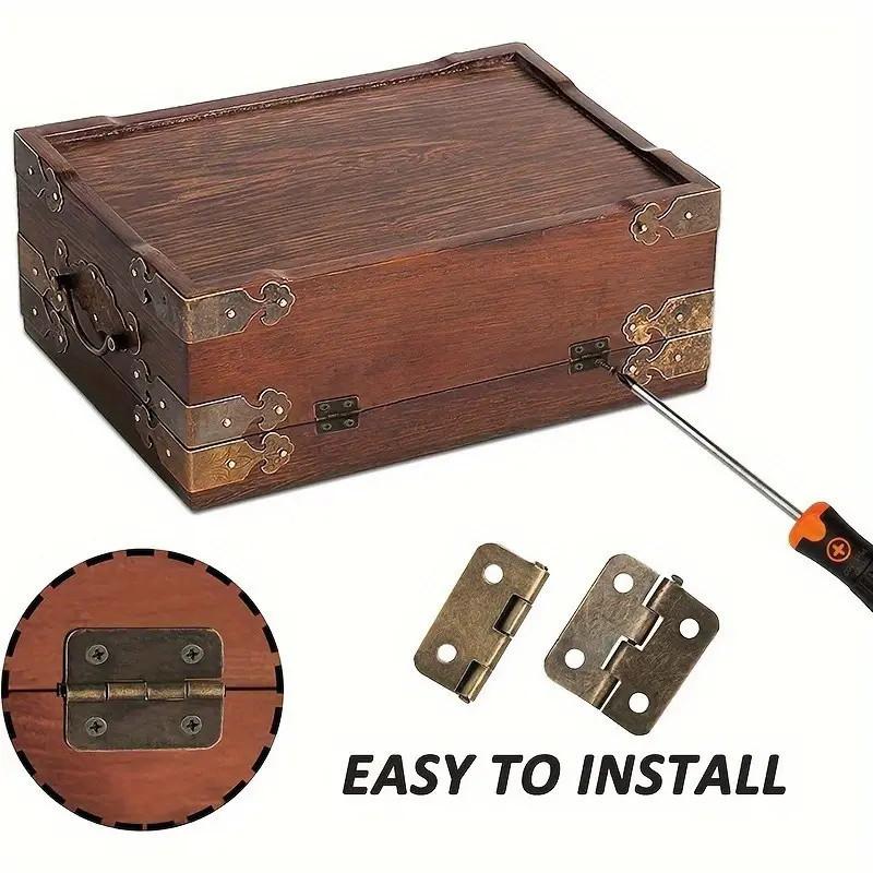 50pcs Mini Hinge Retro Decoration Hinges with Screw For Crafts Wooden Box Jewelry Chest Cabinet