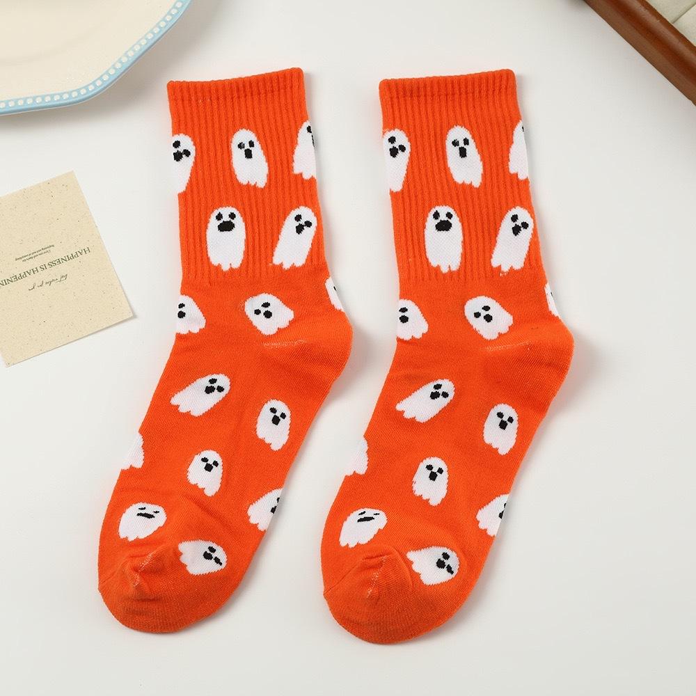 Socks Halloween Unisex Spring and Autumn Cartoon Ghost Ins Versatile Color Mid Tube Socks