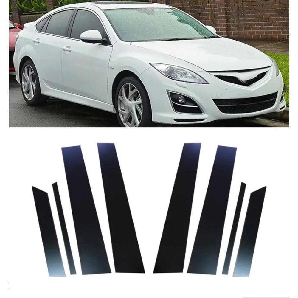 8 Piezas Pilares Negro Brillante Aptos Para Mazda 6 GH1 Liftback 2009 2010 2011 2012 2013 Moldura de Ventana Cubierta Lateral de Puerta Accesorios