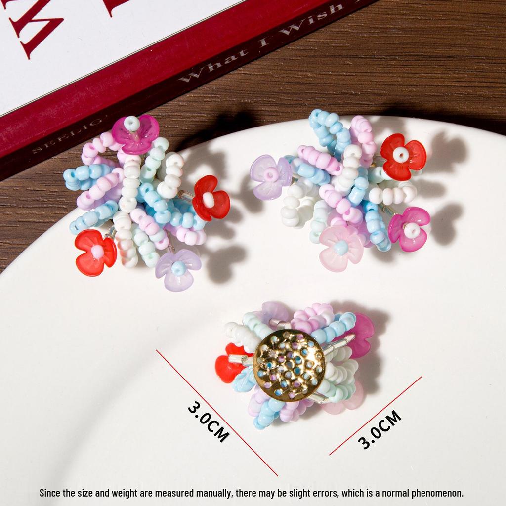 Vibrant Floral Seed Bead Flower Cluster Hair and Shoe Clip Accessories