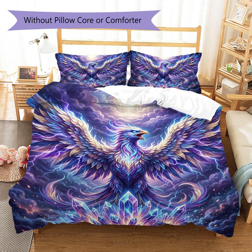 Phoenix Pattern Bedding Quilt Set Quilt Cover Pillowcase Home Decoration Birthday Gift (1 * Duvet Cover + 2 * Pillowcase, Without Core)