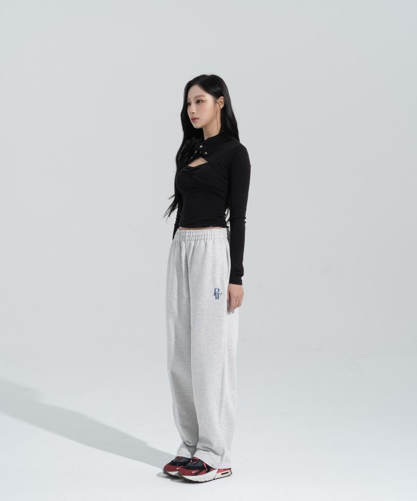 Peijeuhwaiteu [Phase_4] Pw Logo Straight Sweatpants _Light Melange / 8802026-Lp03
