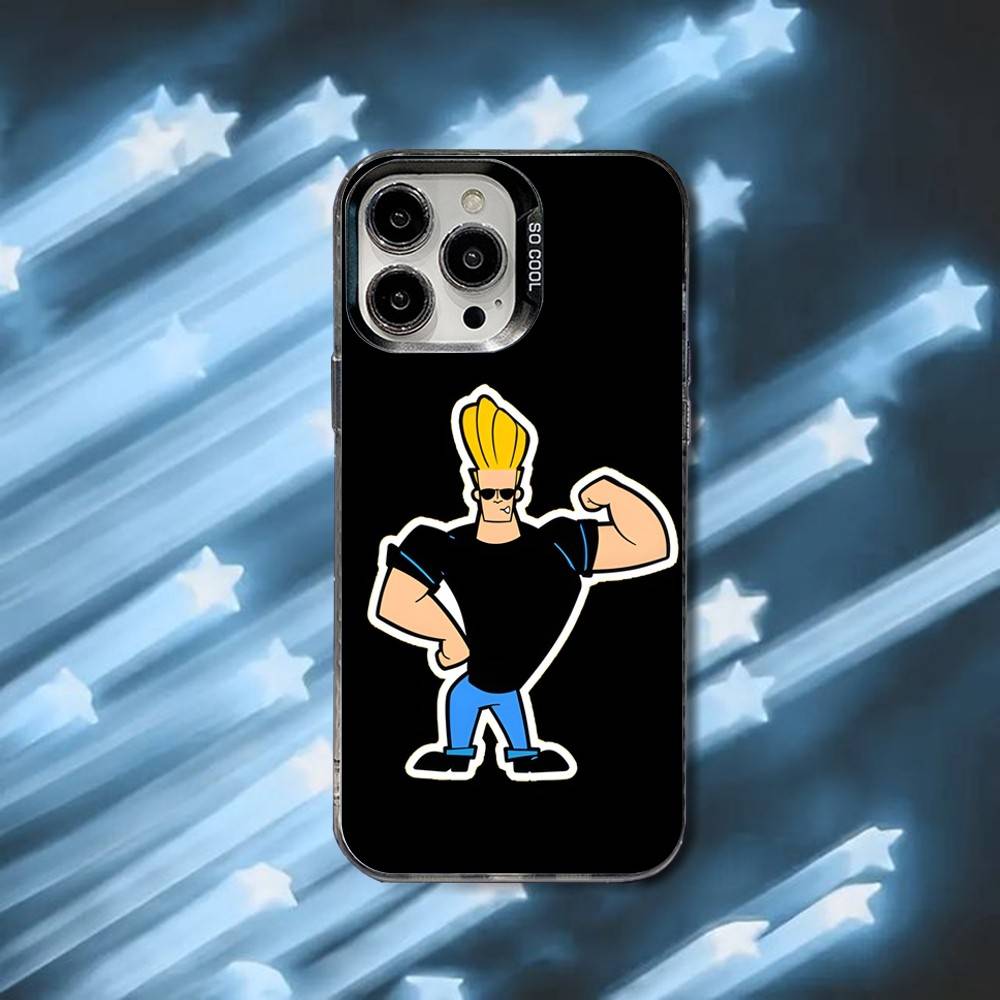 Cartoon J-Johnny Bravo Phone Case For iPhone 16,15,14,13,12,11,8,7,Pro,Max,Plus,Mini,XS,SE Black Matte Hard