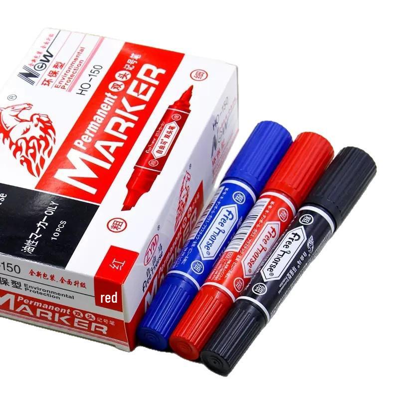 Dual-Tip Waterproof Black Oil-Based Marker Pen – Non-fading and Thick Tip.